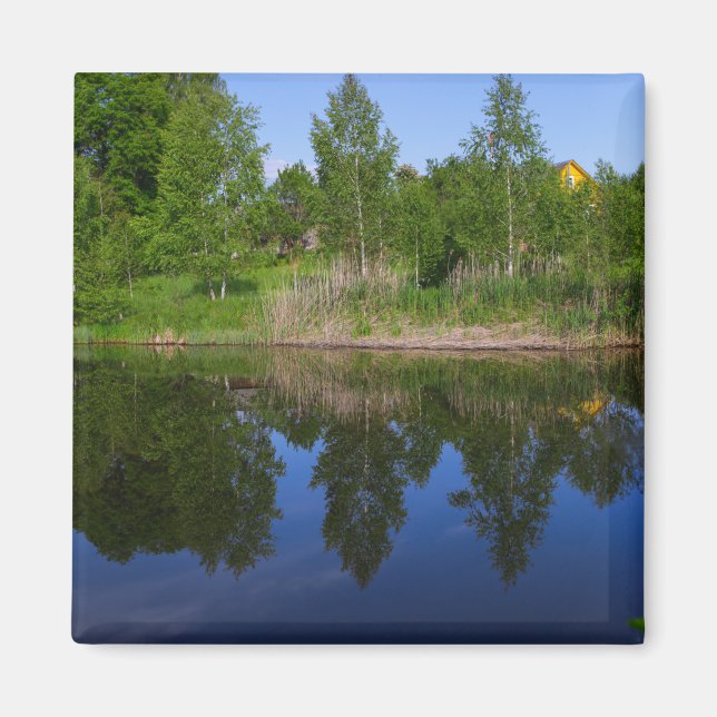 Nature Green Trees Blue Lake River Belarus  Magnet (Front)