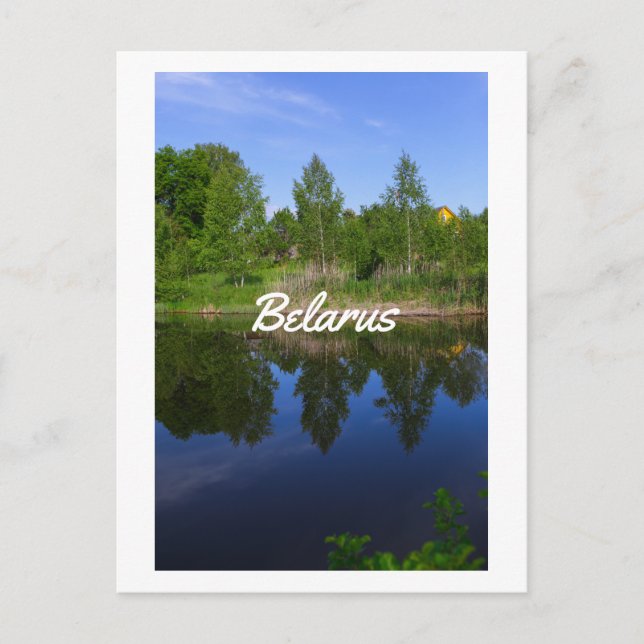 Nature Green Trees Blue Lake River Belarus Postcard (Front)