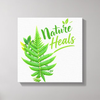 Nature Heals Fern Leaf Square Canvas Wall Art