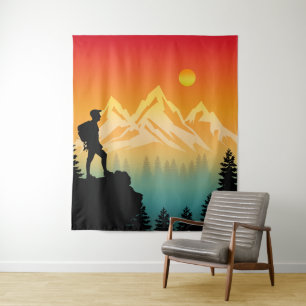 Nature Hiking Mountain Forest Scenery Tapestry