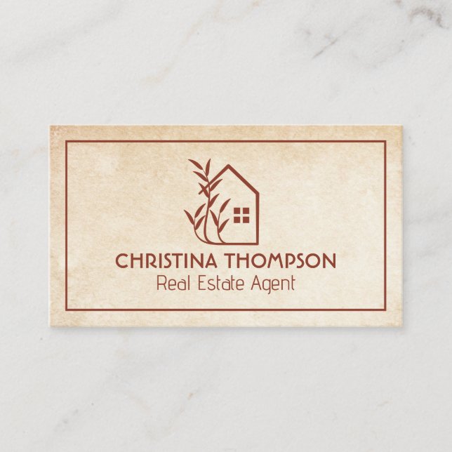 Nature Home Logo | Texture Background Business Card (Front)