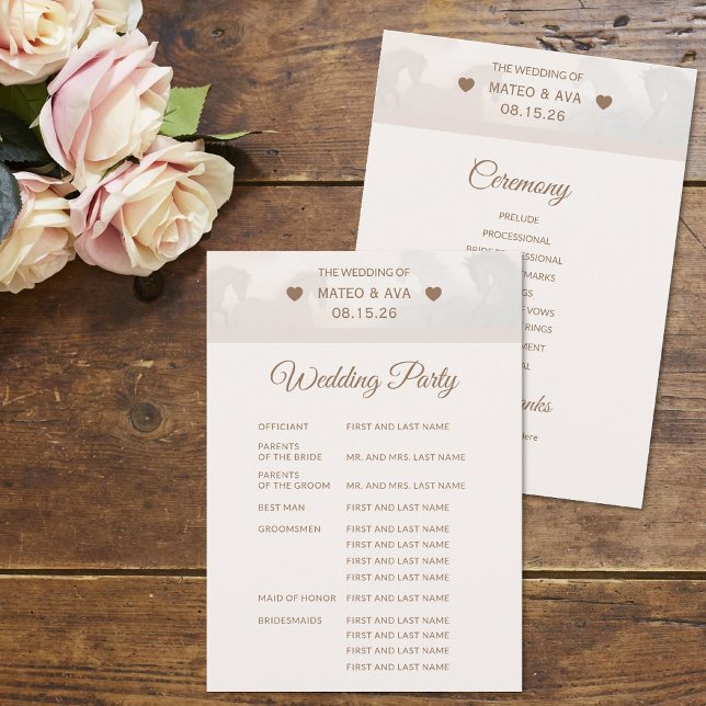 Nature Horses Wedding Custom Programme (The front and back of the Nature Horses Full Wedding Program)