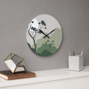 Nature Illustration Large Clock