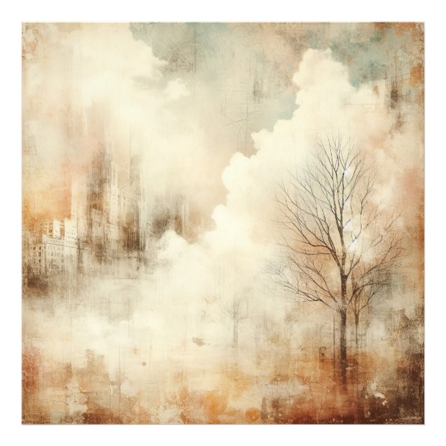 Nature In A City Scape Old Photo Graphic Design Print (Front)