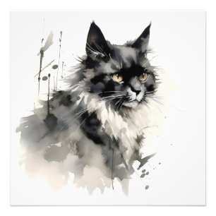 Nature Ink Painting Cat Photo Print