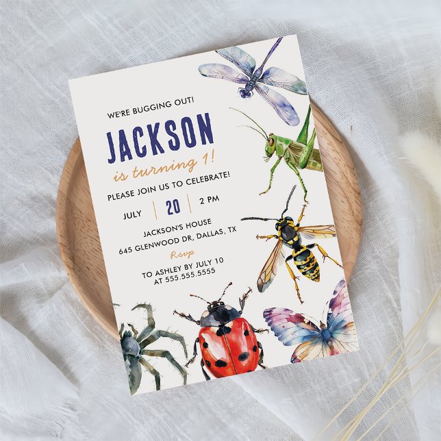 Nature Insect Bugs 1st Birthday Party  Invitation (Creator Uploaded)