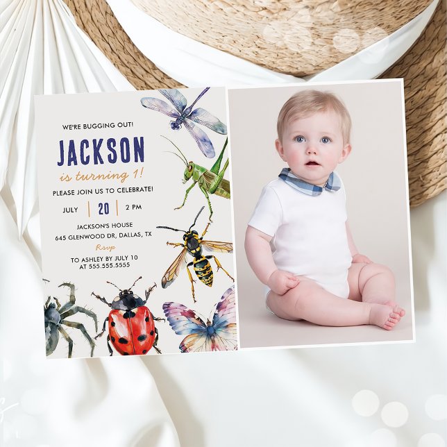 Nature Insect Bugs 1st Birthday Party  Invitation (Creator Uploaded)
