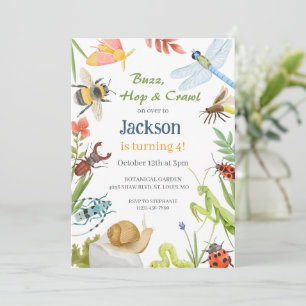 Nature Insect Bugs Birthday Party Invitation
