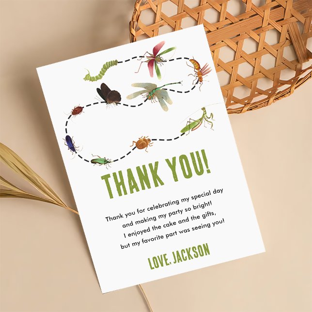 Nature Insect Bugs Birthday Party Thank You Card  (Creator Uploaded)
