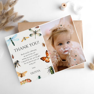 Nature Insect Bugs Birthday Photo Thank You Card