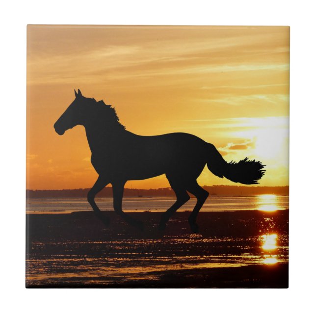 Nature Inspirations Horse Silhouetted in Sunset Tile (Front)