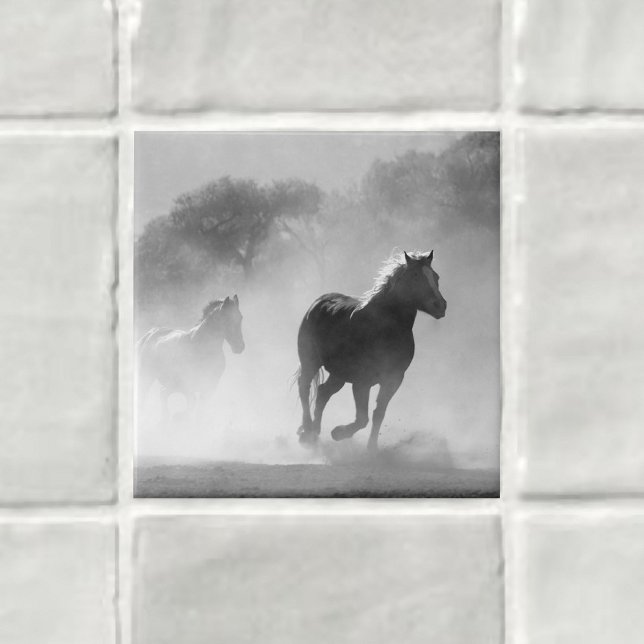 Nature Inspirations Horses in Black and White Tile (Creator Uploaded)