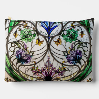 Nature Inspired Art Nouveau Stained Glass  Accessory Pouch