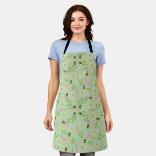 Nature inspired blooms and critters apron