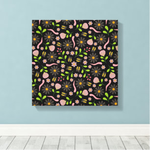 Nature inspired blooms and critters canvas print
