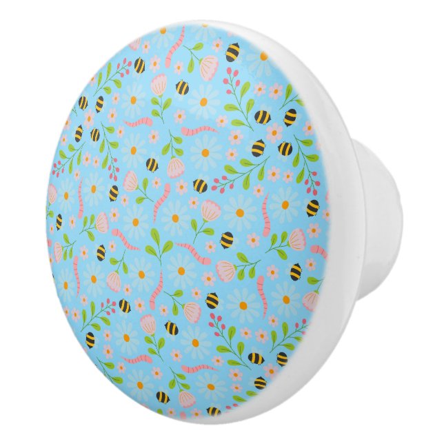Nature inspired blooms and critters ceramic knob (Right)