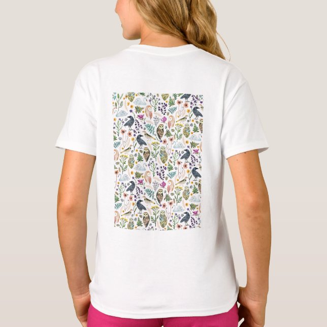 Nature-Inspired Botanical Pattern Decorative Throw T-Shirt (Back)