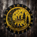Nature-Inspired Dart Board for Pros<br><div class="desc">1. Elevate your game room or man cave with this stunning black and gold dart board, featuring a striking design that captures the essence of the great outdoors. The centerpiece of this unique dart board is a majestic gold grizzly bear, gracefully walking on a half-moon, surrounded by a silhouette of...</div>
