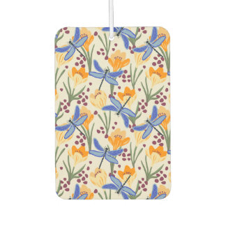 Nature-Inspired Dragonfly and Crocus Florals Car Air Freshener