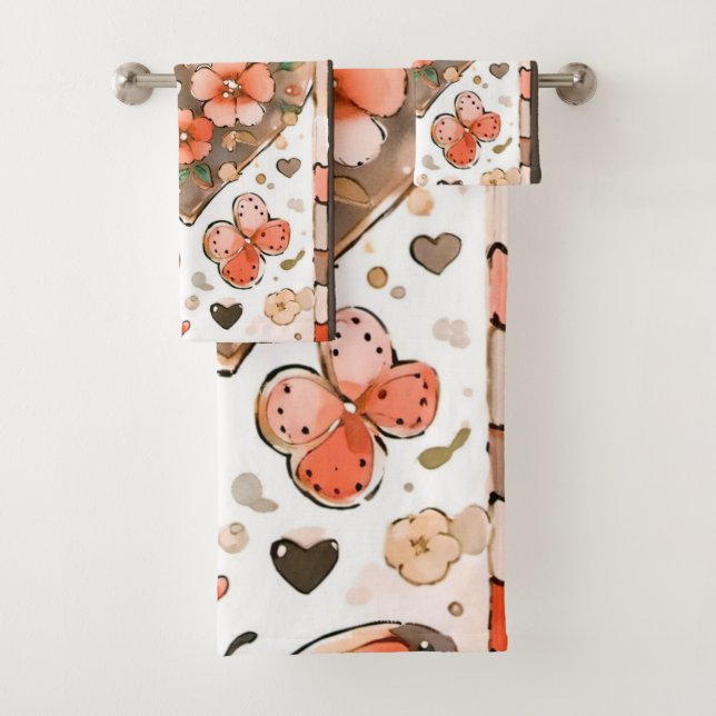 Nature Inspired Earth Tone Art Bath Towel Set (Insitu)