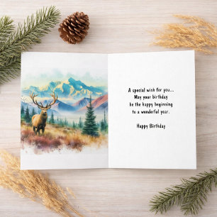 Nature Inspired  Elk Wildlife Birthday Card 