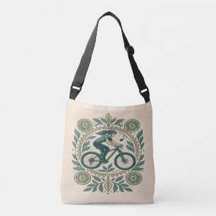 Nature-Inspired Female Cyclist Art – Boho Biking Crossbody Bag