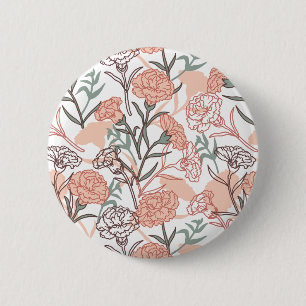 Nature Inspired Floral: Carnation Flower Pattern 6 Cm Round Badge