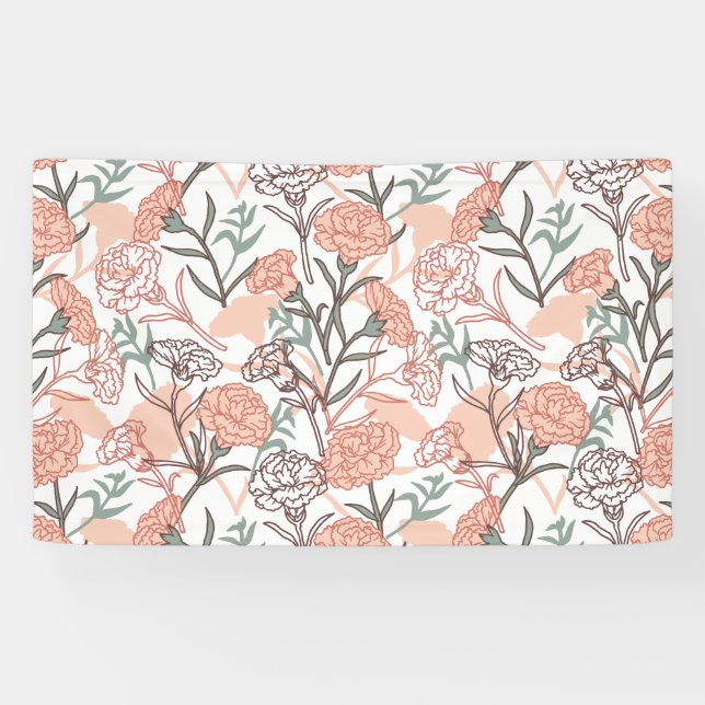 Nature Inspired Floral: Carnation Flower Pattern Banner (Horizontal)