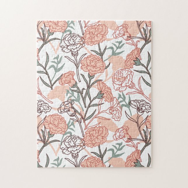 Nature Inspired Floral: Carnation Flower Pattern Jigsaw Puzzle (Vertical)