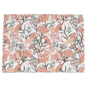 Nature Inspired Floral: Carnation Flower Pattern Large Gift Bag