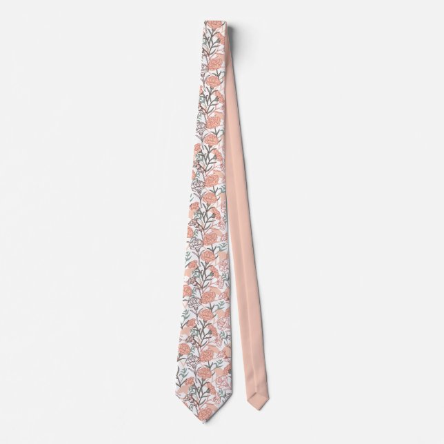 Nature Inspired Floral: Carnation Flower Pattern Tie (Front)