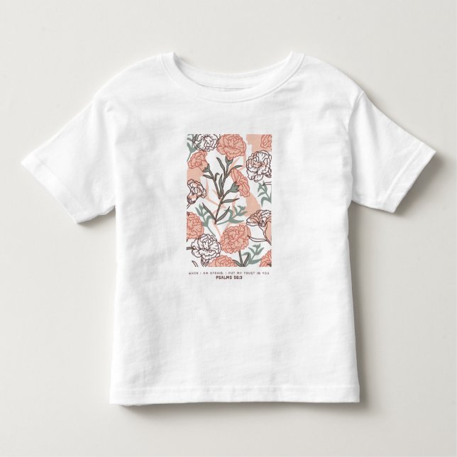 Nature Inspired Floral: Carnation Flower Pattern Toddler T-Shirt (Front)