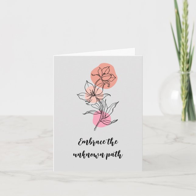Nature-Inspired Floral Line Drawing Blank Card  (Front)
