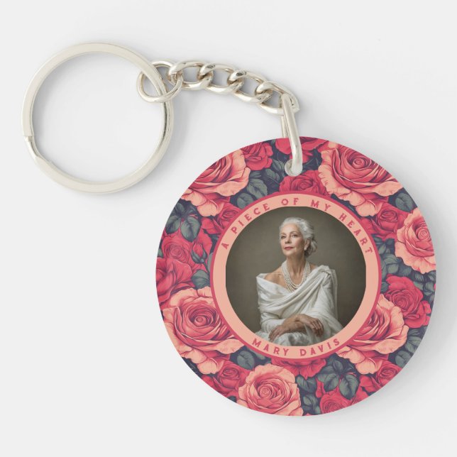 Nature-inspired Gifts For Dad Custom Photo Rose Key Ring (Front)