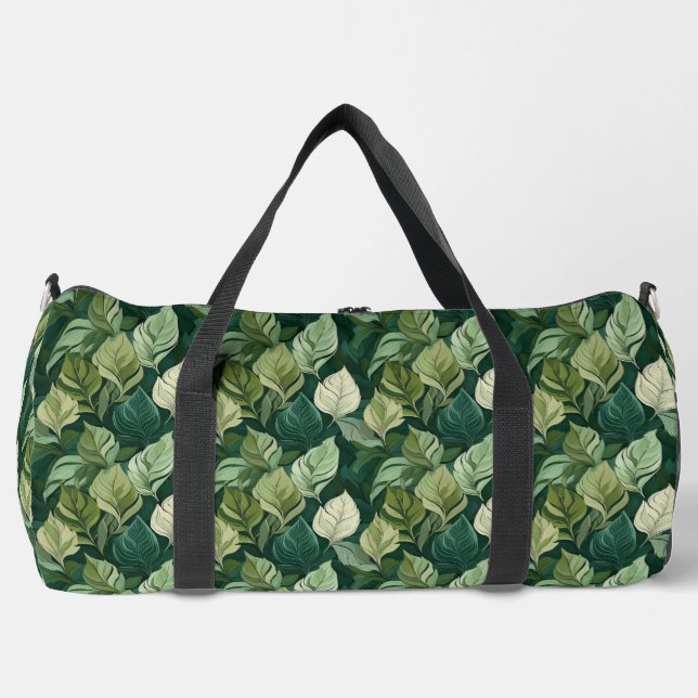 Nature-Inspired Green Leaf Duffel Bag (Front)