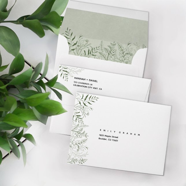 Nature Inspired Green Leaves Wedding Envelope (Creator Uploaded)