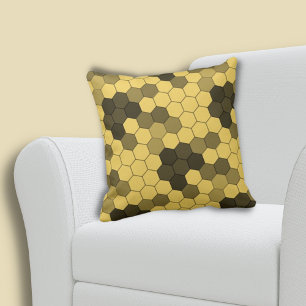 Nature Inspired Honeycomb Pattern Yellow Cushion