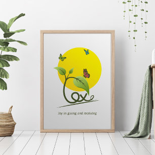 Nature inspired illustration with LOVE word. Poster