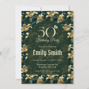 Nature Inspired Lilies Sparkle 40Th Birthday Invitation