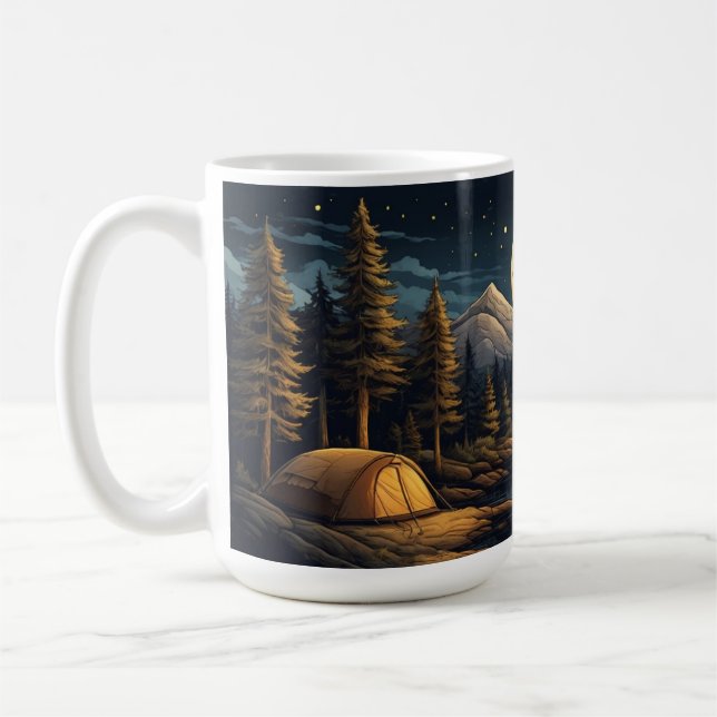 Nature-Inspired outdoor camping pine tree Coffee Mug (Left)