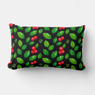 Nature-Inspired Pattern With Vibrant Green Leaves Lumbar Cushion