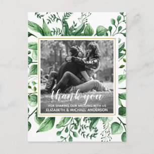 Nature Inspired Photo Thank You Botanical Leaves Postcard
