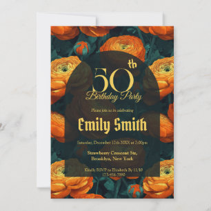 Nature Inspired Ranunculus Sparkle Summer Party Invitation