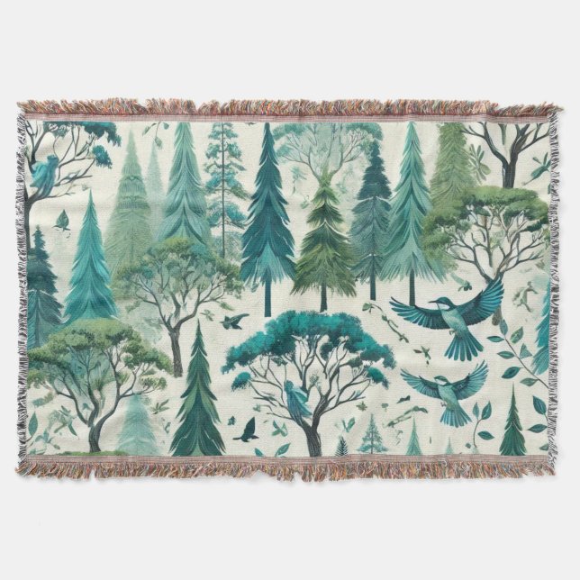 Nature-Inspired Seamless Design Throw Blanket (Front)