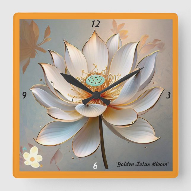 "Nature Inspired Serenity" Square Wall Clock (Front)