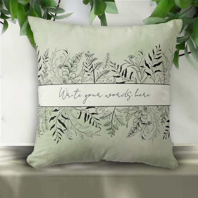  Nature Inspired Watercolor Botanical Leaves Text Cushion (Creator Uploaded)