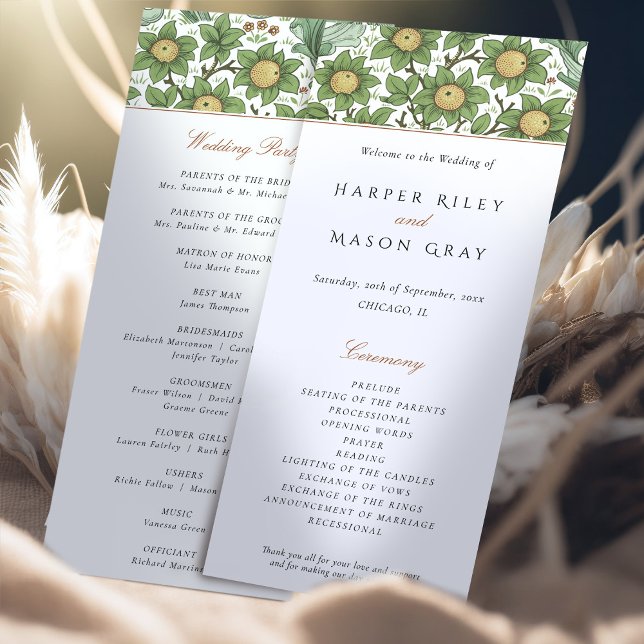 Nature-Inspired Wedding Ceremony Program Invitation (Creator Uploaded)