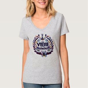 Nature-Inspired Women’s V-Neck T-Shirt with Leaves