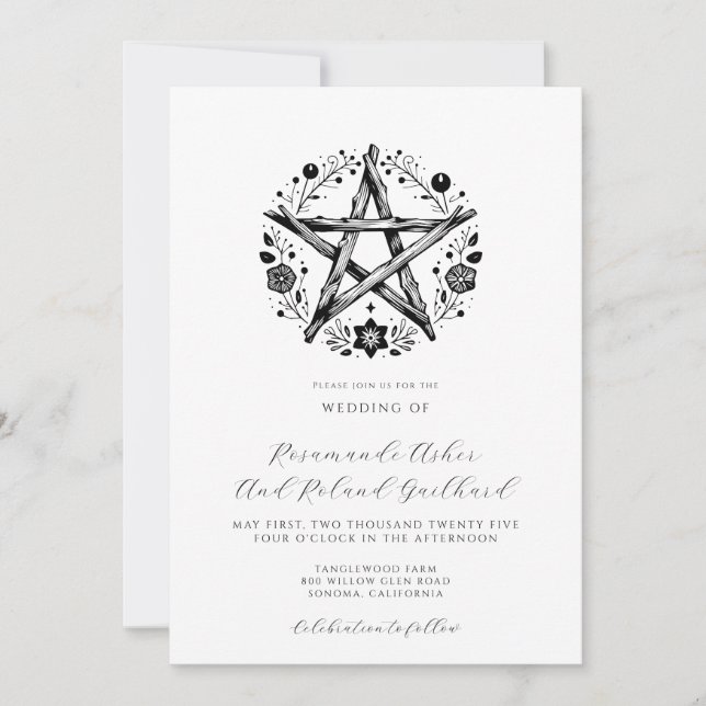 Nature Inspired Wood Star Wedding Invitation (Front)