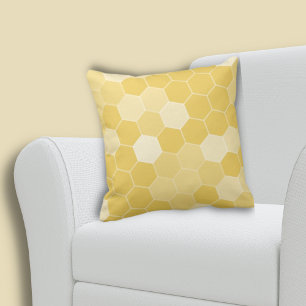 Nature-inspired Yellow Honeycomb Pattern Cushion